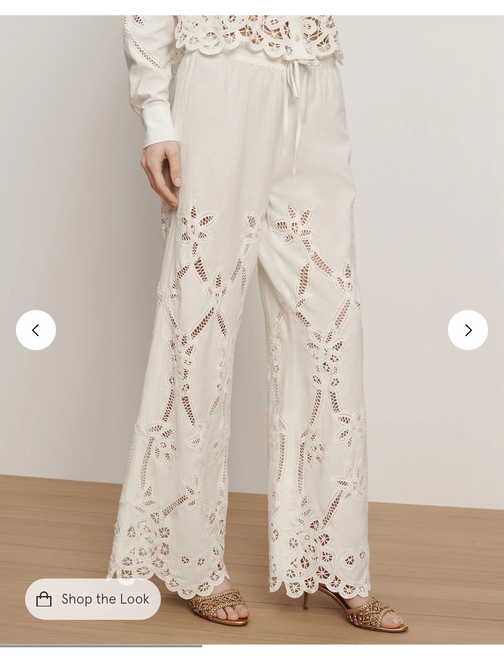 Veronica Beard Daisy Wide-Leg Eyelet Pant